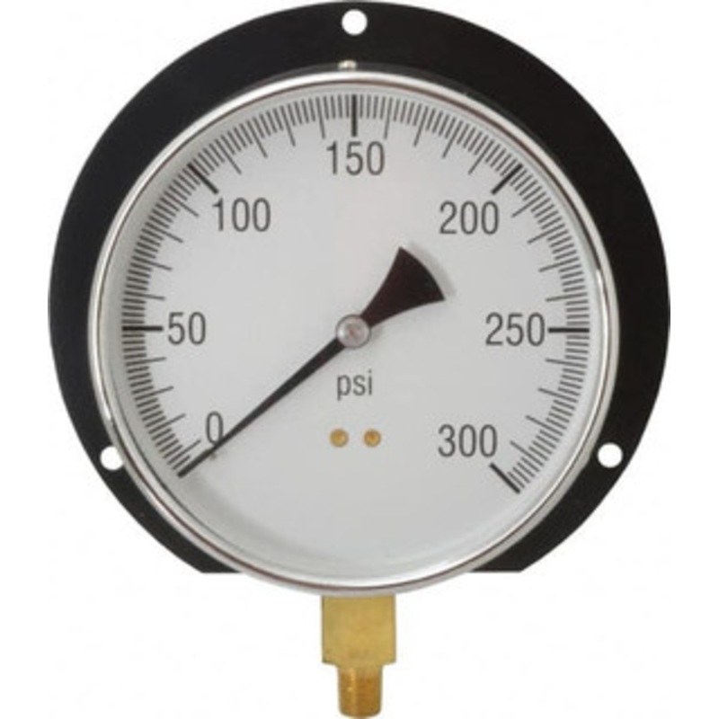 Value Collection 6 Dial, 1/4 Thread, 0-300 Scale Range, Pressure Gauge Lower Connection, Rear Flange Connection Mount, Accurate to 3-2-3% of Scale 115D604H – 56533607