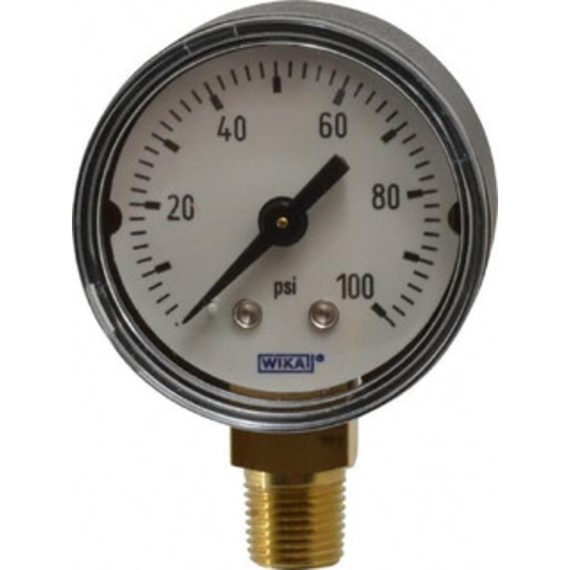 WIKA 1-1/2 Dial, 1/8 Thread, 0-100 Scale Range, Pressure Gauge Lower Connection Mount, Accurate to 3-2-3% of Scale 9747257 – 67584516
