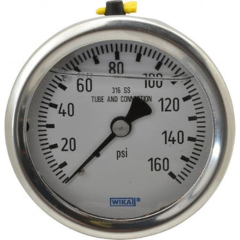 WIKA 2-1/2 Dial, 1/4 Thread, 0-160 Scale Range, Pressure Gauge Center Back Connection Mount, Accurate to 1.5% of Scale 9833239 – 56454788