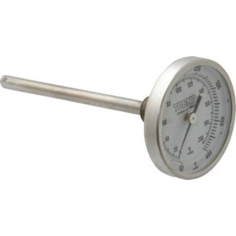WIKA 4 Stem, 50 to 400 F Bi-Metal Thermometer Back Connected, 1% Accurate, Stainless Steel 20040A009G2 – 56440407