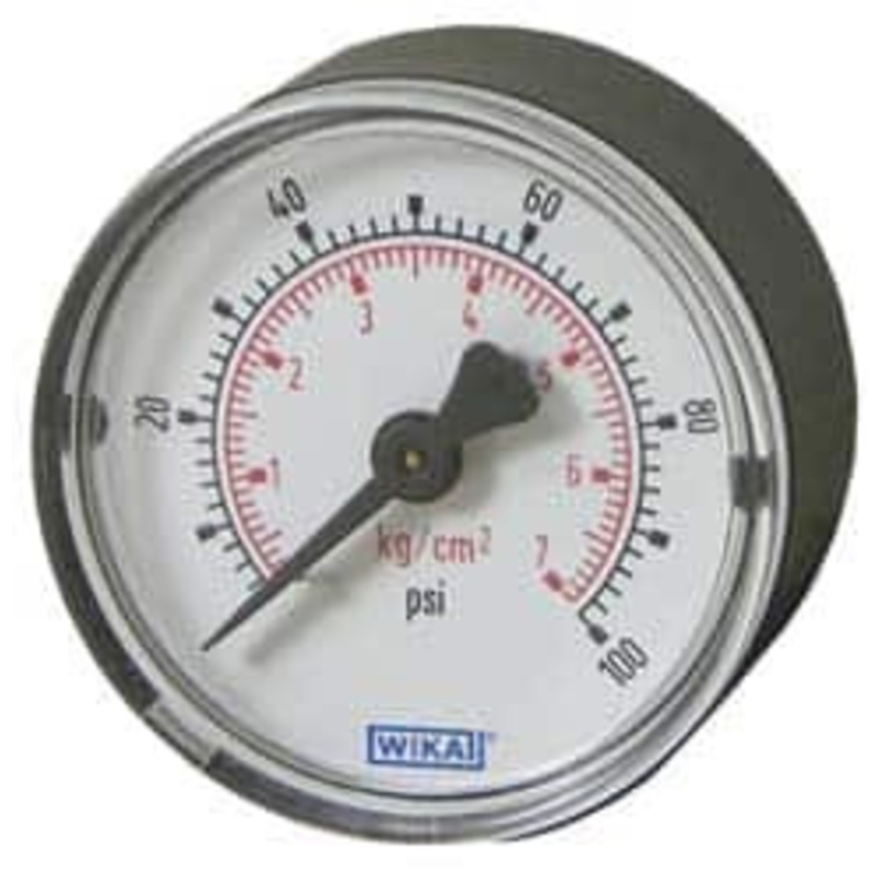 WIKA 3-1/2 Dial, 1/4 Thread, 0-30 Scale Range, Pressure Gauge U-Clamp Panel Mount, Center Back Connection Mount, Accurate to 3-2-3% of Scale 9790093 – 63148266