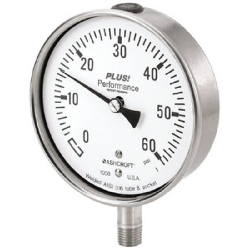 Ashcroft 2-1/2 Dial, 1/4 Thread, 0-1,000 Scale Range, Pressure Gauge Lower Connection Mount, Accurate to 3-2-3% of Scale 94460XLL – 75011510
