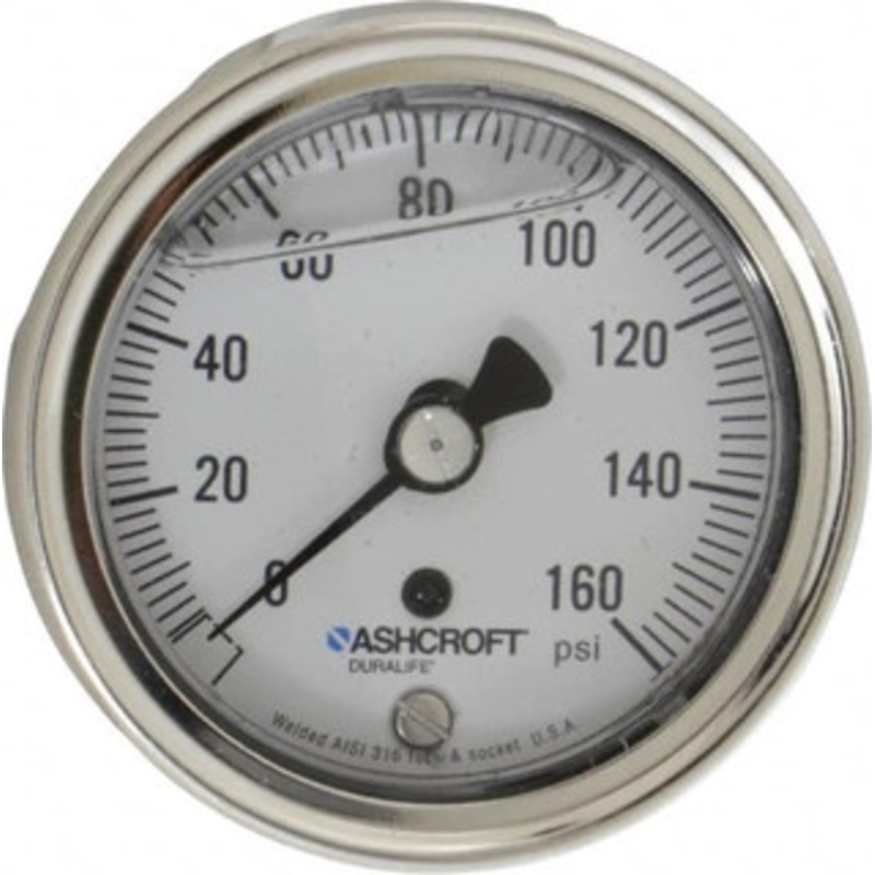 Ashcroft 2-1/2 Dial, 1/4 Thread, 0-160 Scale Range, Pressure Gauge Center Back Connection Mount, Accurate to 1% of Scale 94906 – 56480908