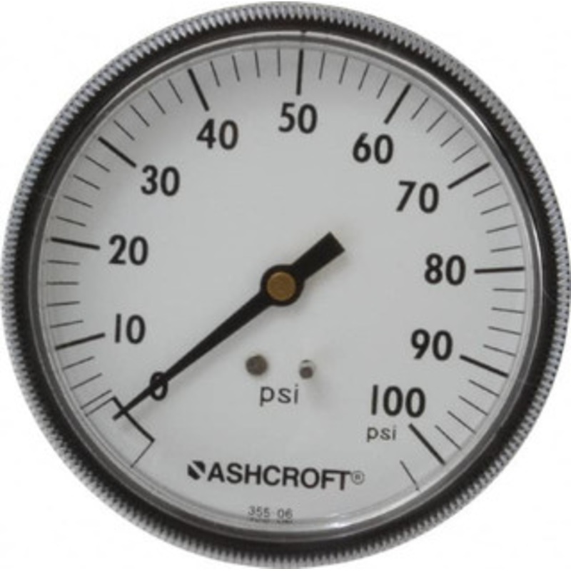 Ashcroft 3-1/2 Dial, 1/4 Thread, 0-100 Scale Range, Pressure Gauge Center Back Connection Mount 662876143030 – 56480387
