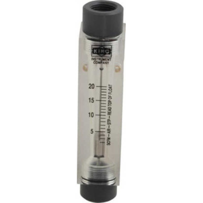 King Instrument 1/2 FNPT Port Block Style, Inline Flowmeter 125 Max psi, 20 SCFM, Acrylic 7511212B-07 – 86485570