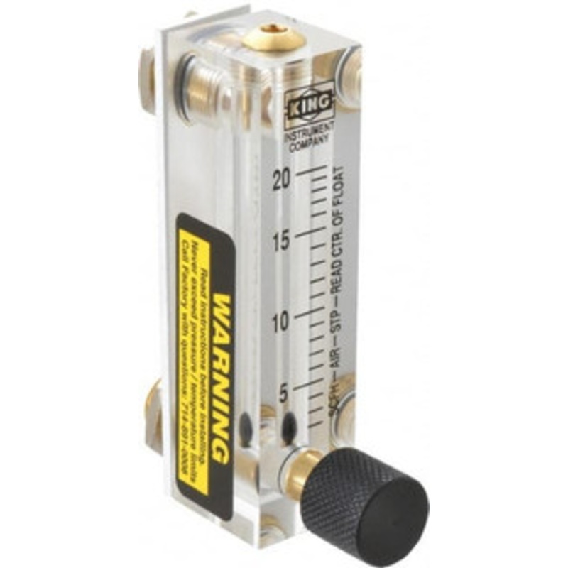 King Instrument 1/4 F Port Block Style, Panel Mount Flowmeter 125 Max psi, 20 SCFH, Acrylic 75301112C-07 – 86485778