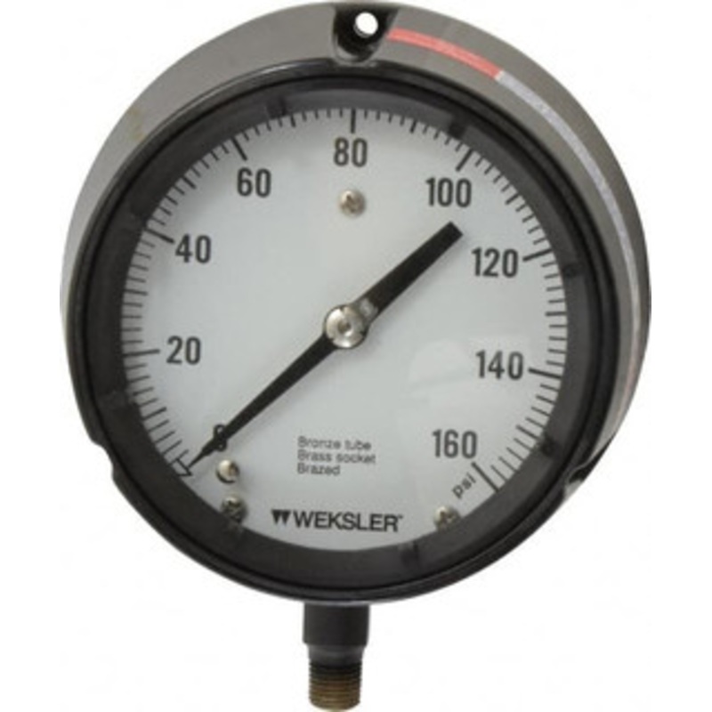 Made in USA 4-1/2 Dial, 1/4 Thread, 0-160 Scale Range, Pressure Gauge Lower Connection Mount, Accurate to 1% of Scale BA142PG4LW – 86494341