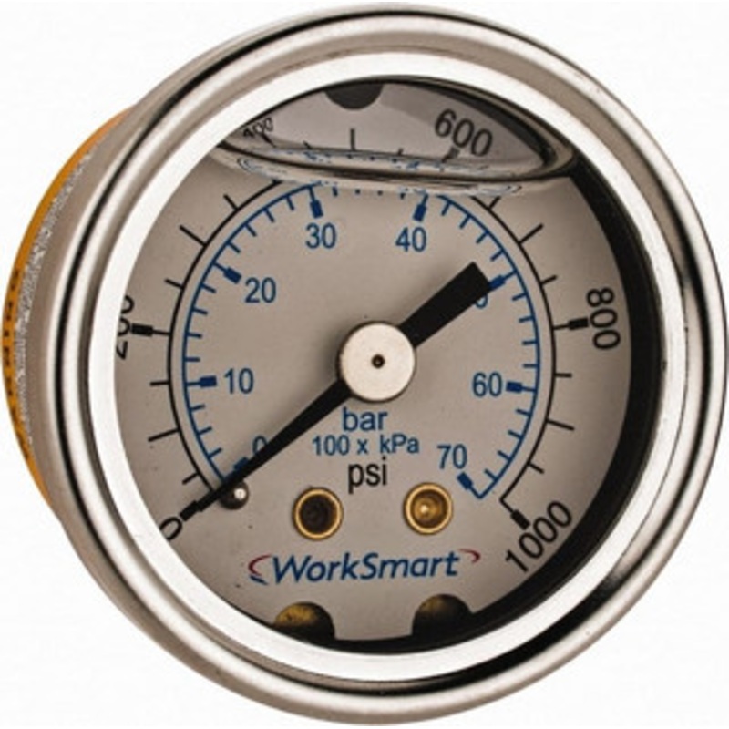 Value Collection 1-1/2 Dial, 1/8 Thread, 0-1,000 Scale Range, Pressure Gauge Center Back Connection Mount, Accurate to 3-2-3% of Scale WS-PE-GAGE-127 – 70670799
