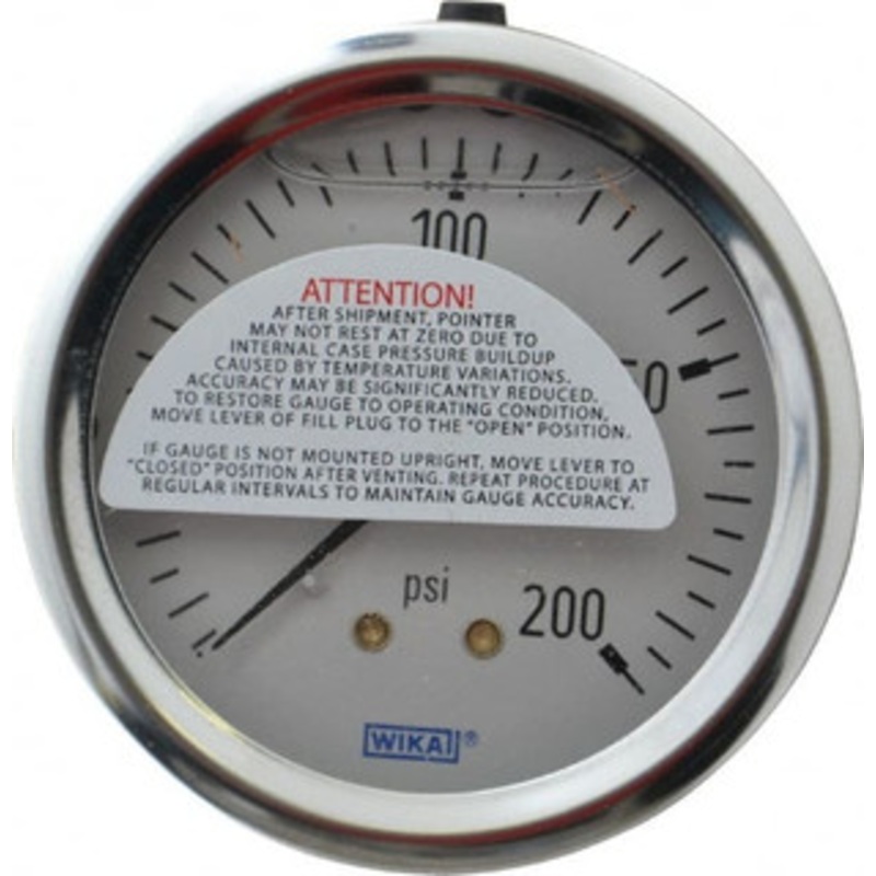 WIKA 2-1/2 Dial, 1/4 Thread, 0-200 Scale Range, Pressure Gauge Center Back Connection Mount, Accurate to 1.5% of Scale 9767231 – 56453806