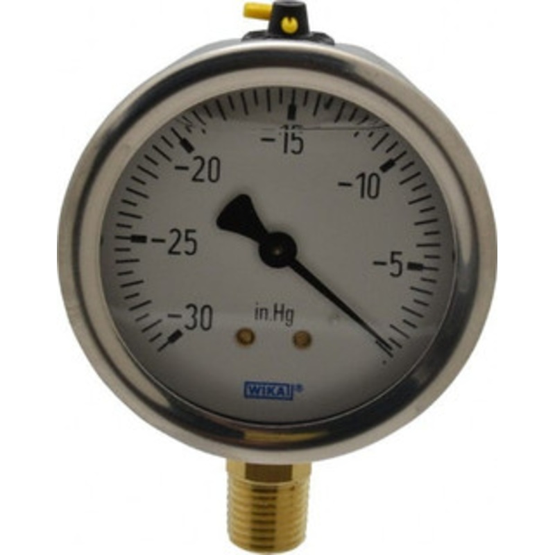 WIKA 2-1/2 Dial, 1/4 Thread, 30-0 Scale Range, Pressure Gauge Lower Connection Mount, Accurate to 1.5% of Scale 9767002 – 56453459