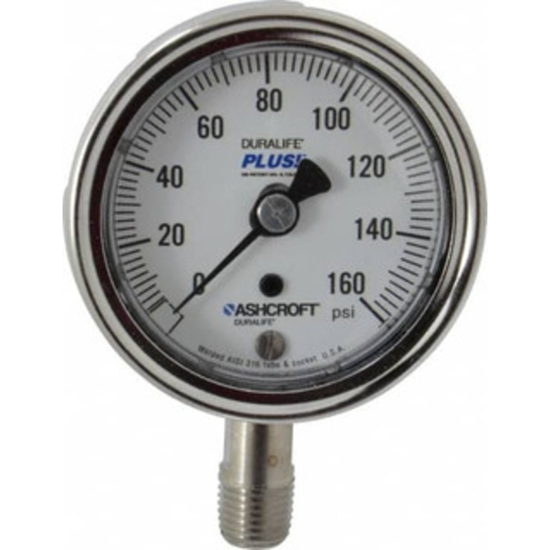 Ashcroft 2-1/2 Dial, 1/4 Thread, 0-160 Scale Range, Pressure Gauge Lower Connection Mount, Accurate to 1% of Scale 251009S02LLL160 – 74921511