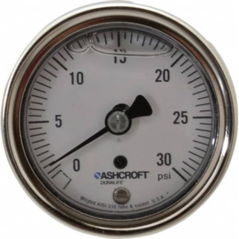 Ashcroft 2-1/2 Dial, 1/4 Thread, 0-30 Scale Range, Pressure Gauge Center Back Connection Mount, Accurate to 1% of Scale 94903 – 56480874