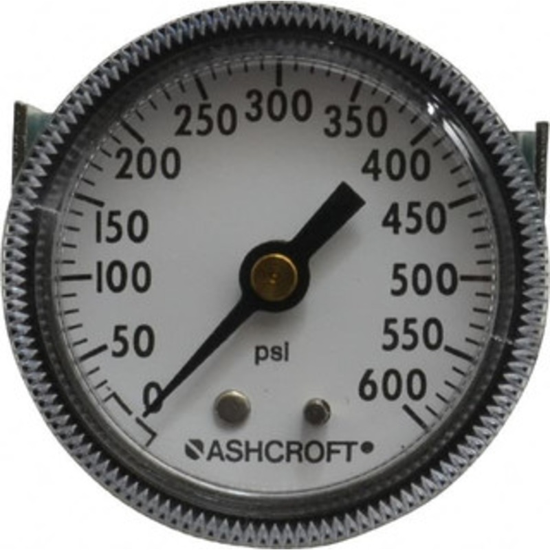 Ashcroft 2 Dial, 1/4 Thread, 0-600 Scale Range, Pressure Gauge Center Back Connection Mount 662876144730 – 56480114