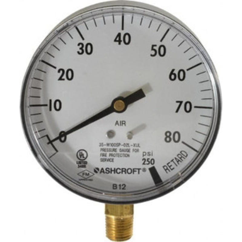 Ashcroft 3-1/2 Dial, 1/4 Thread, 0-100 Scale Range, Pressure Gauge Lower Connection Mount 662876002658 – 56480502