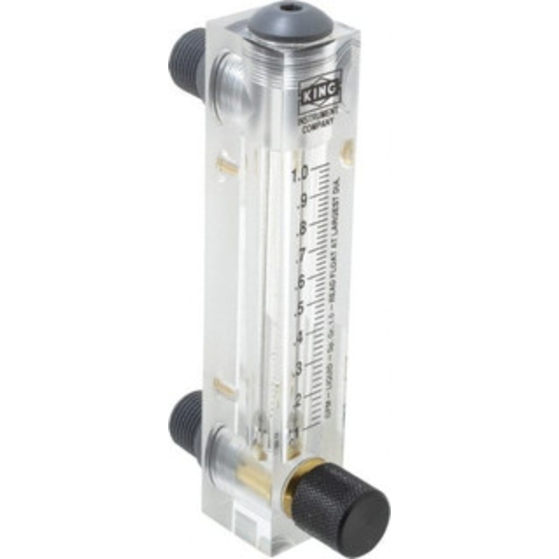 King Instrument 1/2 M Port Block Style Panel Mount Flowmeter 100 Max psi, 1 GPM, Acrylic 75302113C-02 – 86485679