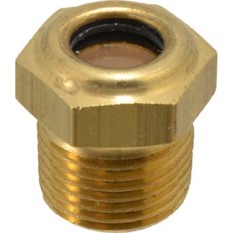 LDI Industries 7/16 Sight Diam, 3/8 Thread, 0.88 OAL, Low Pressure Pipe Thread Lube Sight, Open View Sight Glass & Flow Sight 3/4 Head, 30 Max psi, 3/8-18 Thread LSP151-03 – 56476245