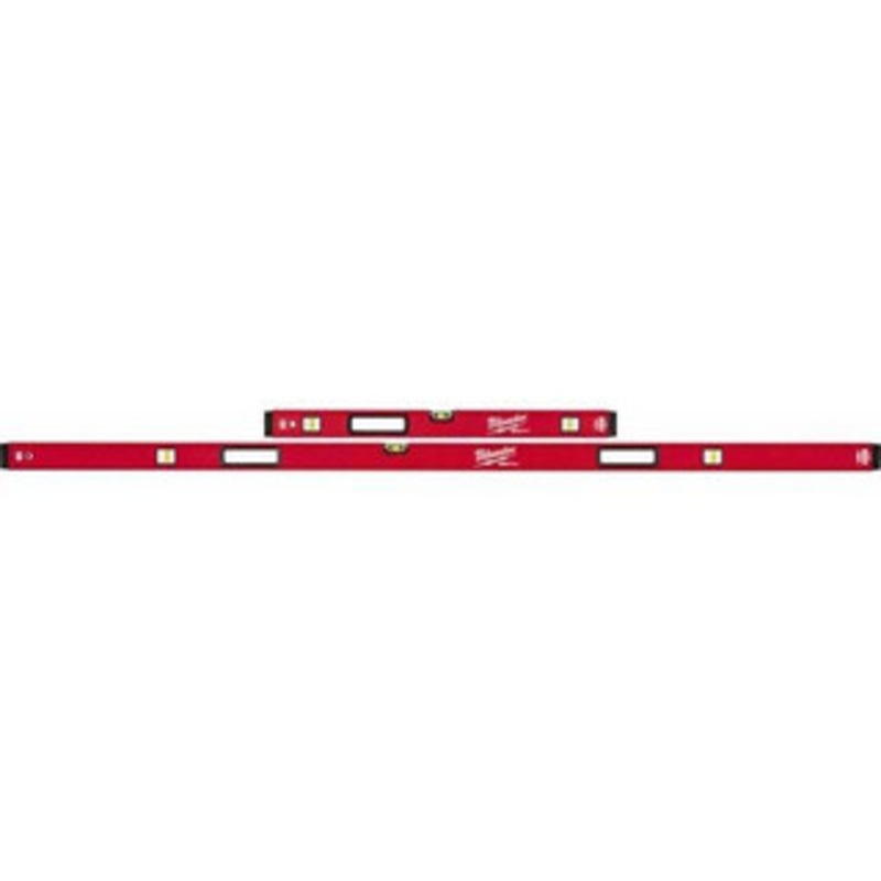 Milwaukee Tool Magnetic 32 & 78 Long 6 Vial Box Beam Level Aluminum, Red, 2 Level & 4 Plumb Vials MLBXJBM – 38922126