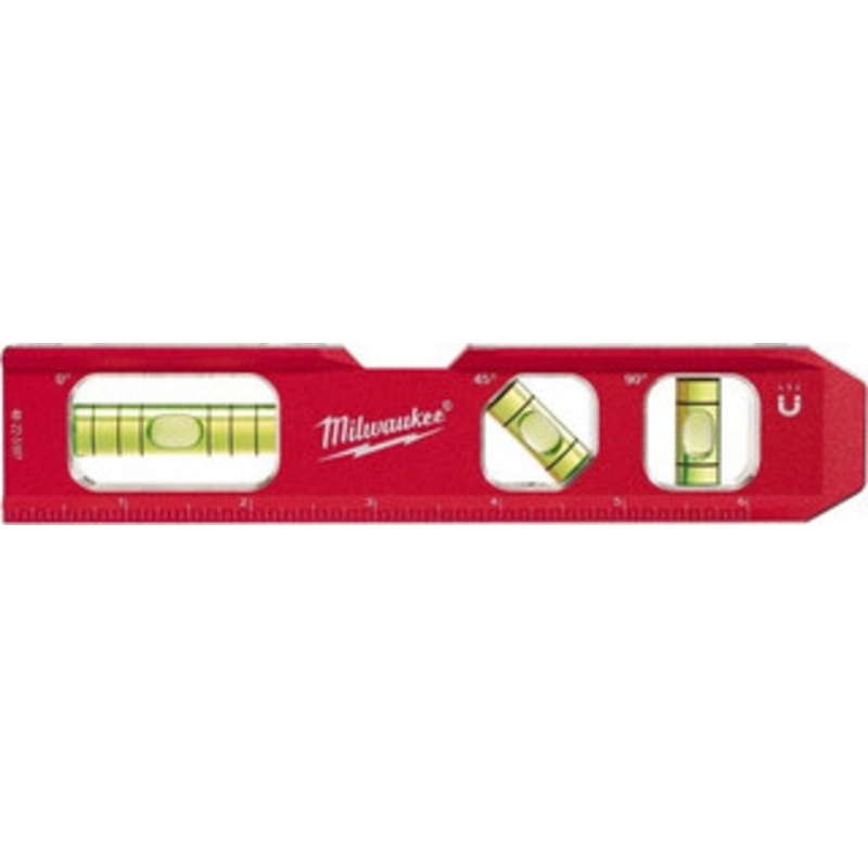 Milwaukee Tool Magnetic 7 Long 3 Vial Torpedo Level Aluminum, Red, 1 Level, 1 Plumb & 1 45 Vials 48-22-5107 – 41303199