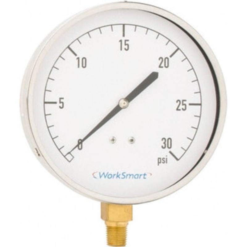 Value Collection 4-1/2 Dial, 1/4 Thread, 0-30 Scale Range, Pressure Gauge Lower Connection Mount, Accurate to 0.01% of Scale WS-PE-270 – 59274274