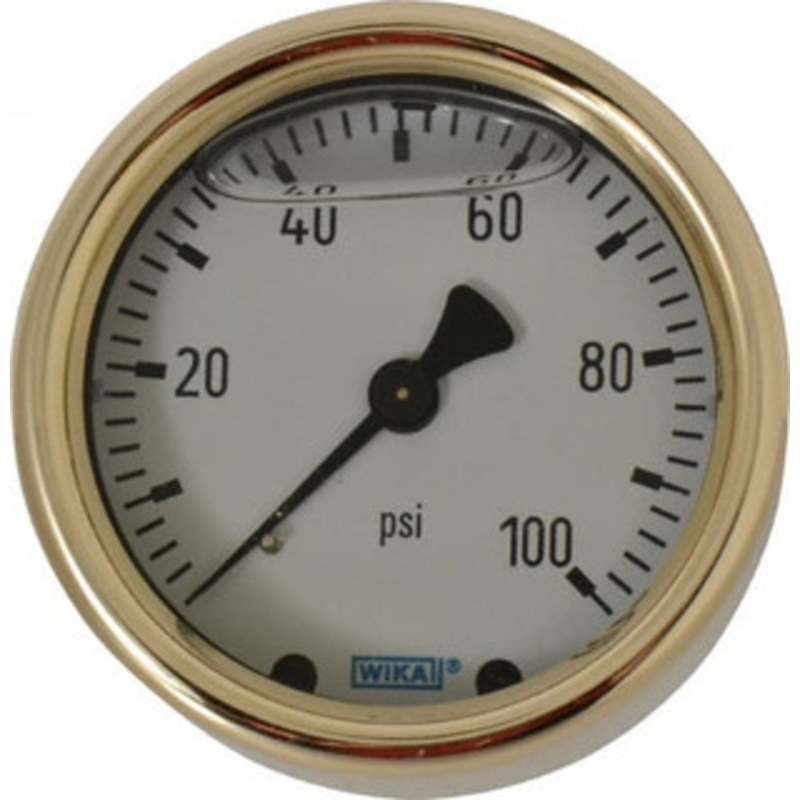 WIKA 2-1/2 Dial, 1/4 Thread, 0-100 Scale Range, Pressure Gauge Back Connection Mount, Accurate to 1.5% of Scale 9318178 – 56456114