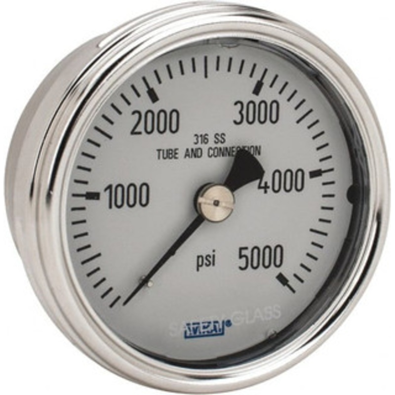 WIKA 2-1/2 Dial, 1/4 Thread, 0-5,000 Scale Range, Pressure Gauge Center Back Connection Mount, Accurate to 2-1-2% of Scale 9832241 – 63148944