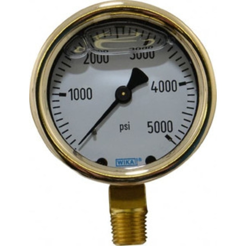 WIKA 2-1/2 Dial, 1/4 Thread, 0-5,000 Scale Range, Pressure Gauge Lower Connection Mount, Accurate to 1.5% of Scale 9310819 – 56455876