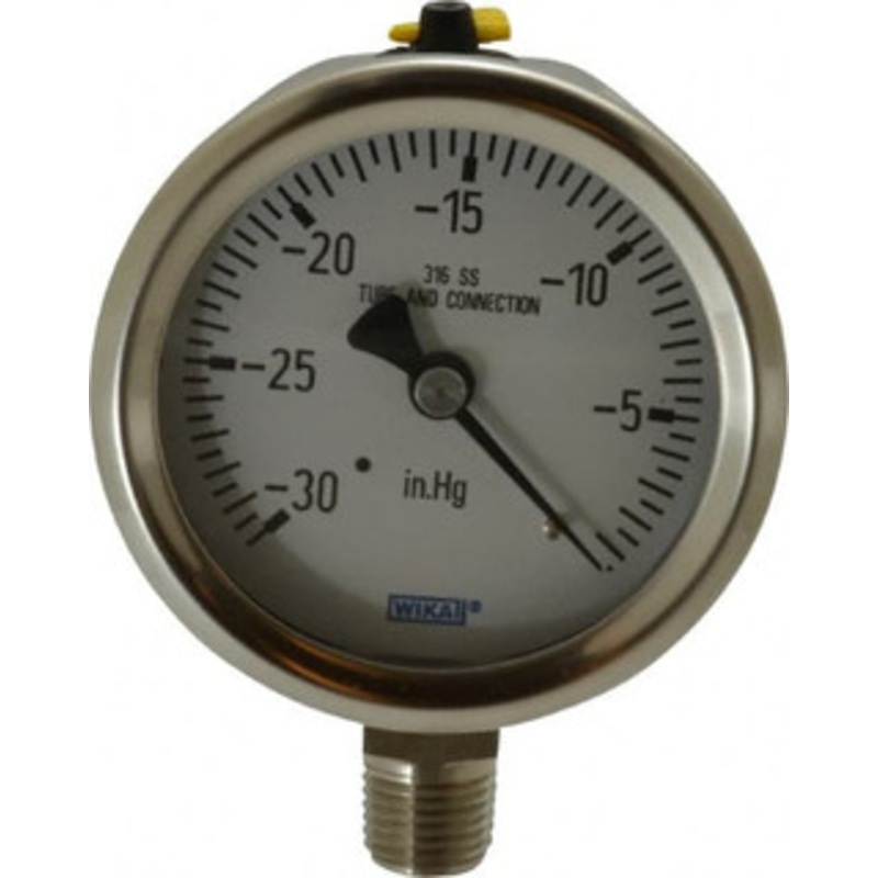 WIKA 2-1/2 Dial, 1/4 Thread, 30-0 Scale Range, Pressure Gauge Lower Connection Mount, Accurate to 1.5% of Scale 9768777 – 56452204