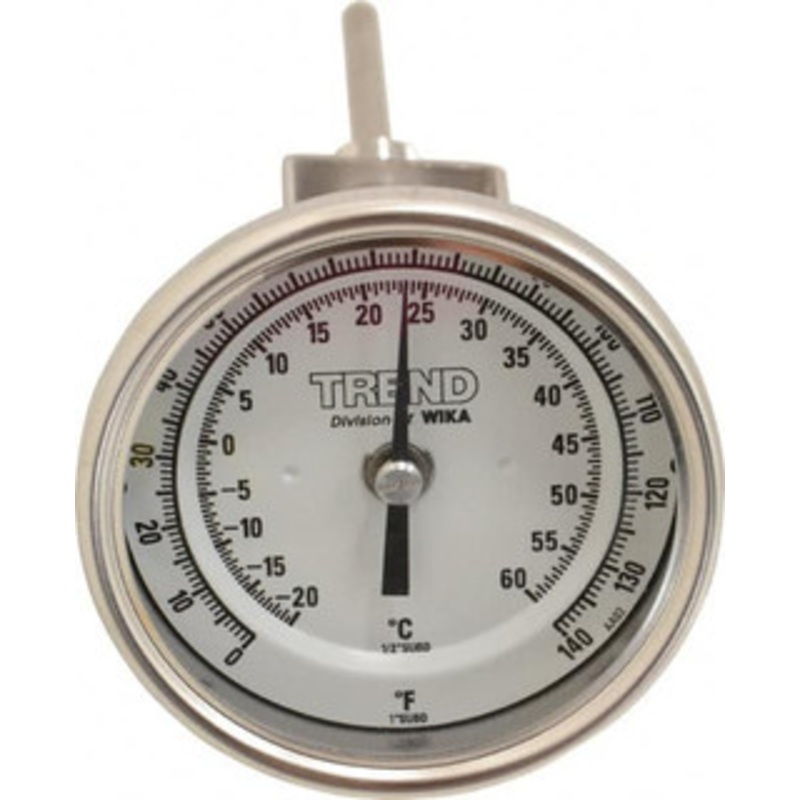 WIKA 4 Stem, 0 to 140 F Bi-Metal Thermometer Adjustable Angle Mount, 1% Accurate, Stainless Steel 52912717 – 56435662