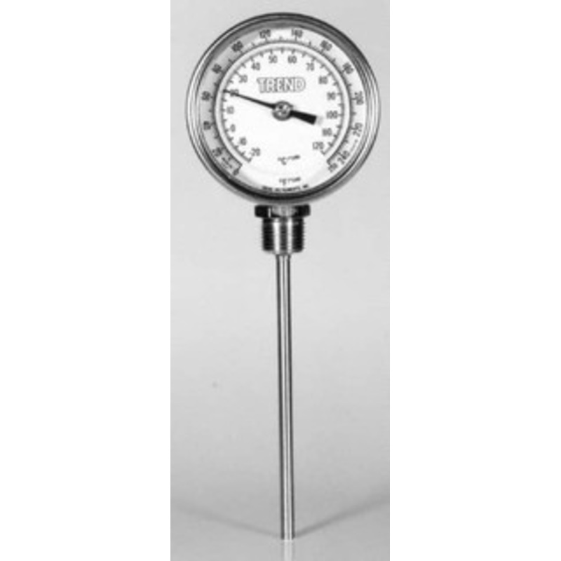 WIKA 9 Stem, 50 to 400 F Bi-Metal Thermometer Bottom Connected, 1% Accurate, Stainless Steel 31090A009A4SF – 56432461