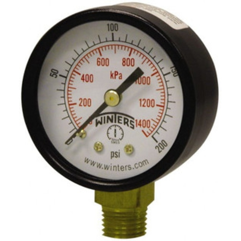 Winters Instruments 2 Dial, 1/4 Thread, 0-100 Scale Range, Pressure Gauge Lower Connection Mount, Accurate to 3-2-3% of Scale PEM202 – 78605078