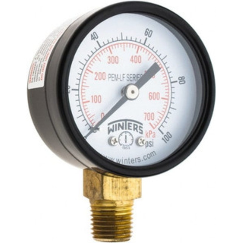 Winters Instruments 2 Dial, 1/4 Thread, 0-100 Scale Range, Pressure Gauge Lower Connection Mount, Accurate to 3-2-3% of Scale PEM202LF – 91533729