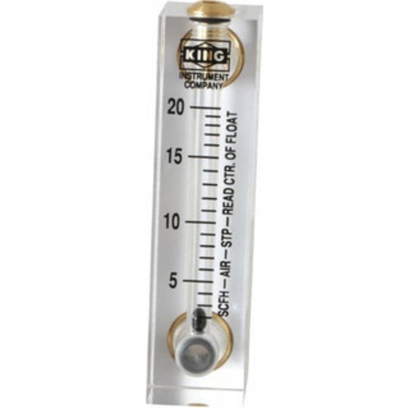 King Instrument 1/4 FNPT Port Block Style, Panel Mount Flowmeter 125 Max psi, 20 SCFH, Acrylic 75201102C-07 – 86485992