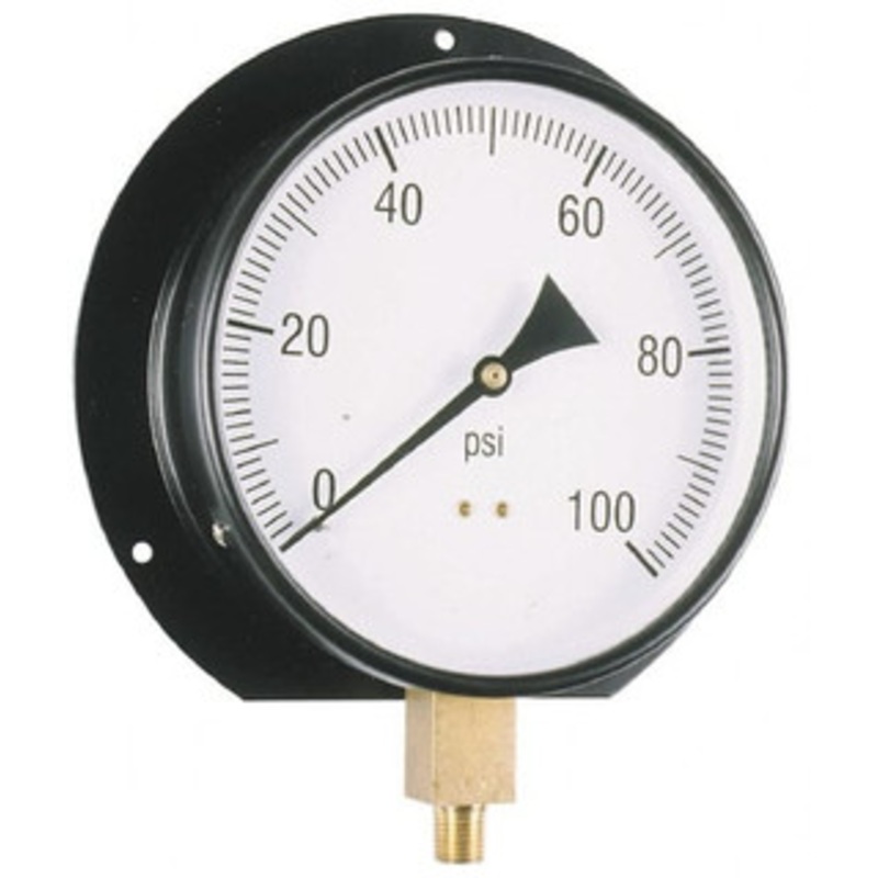 Value Collection 6 Dial, 1/4 Thread, 0-30 Scale Range, Pressure Gauge Lower Connection, Rear Flange Connection Mount, Accurate to 3-2-3% of Scale 115D604C – 56533557