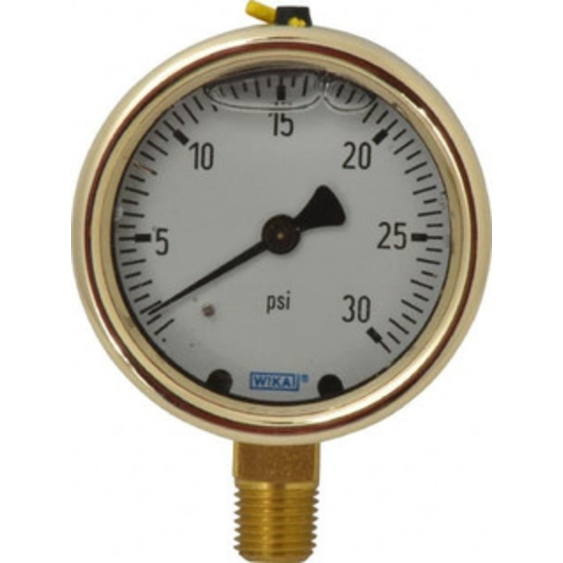 WIKA 2-1/2 Dial, 1/4 Thread, 0-30 Scale Range, Pressure Gauge Lower Connection Mount, Accurate to 1.5% of Scale 9310681 – 56455744