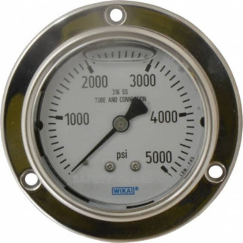 WIKA 2-1/2 Dial, 1/4 Thread, 0-5,000 Scale Range, Pressure Gauge Lower Back Connection Mount, Accurate to 2-1-2% of Scale 4283026 – 63150577