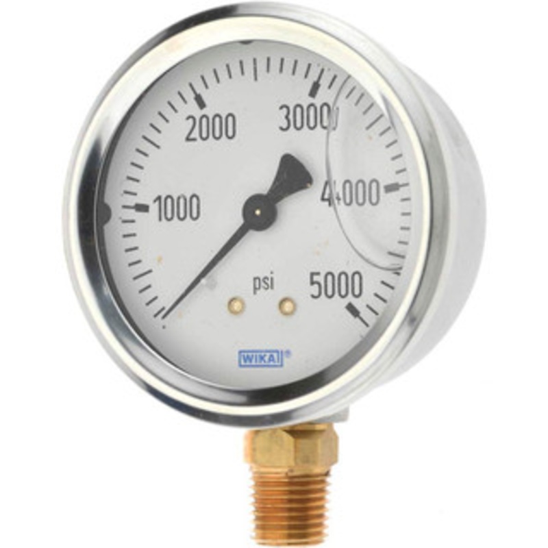 WIKA 2-1/2 Dial, 1/4 Thread, 0-5,000 Scale Range, Pressure Gauge Lower Connection Mount, Accurate to 1.5% of Scale 9767169 – 56453616