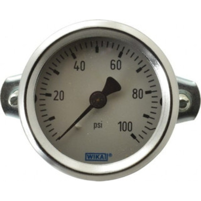 WIKA 2 Dial, 1/4 Thread, 0-100 Scale Range, Pressure Gauge U-Clamp Panel Mount, Center Back Connection Mount, Accurate to 3-2-3% of Scale 4270910 – 63147961