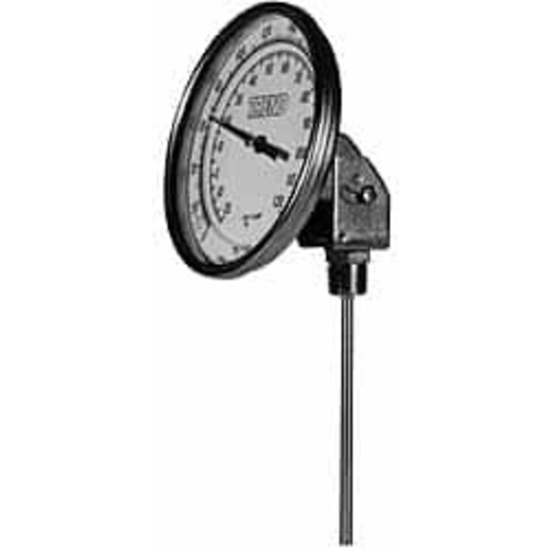 WIKA 9 Stem, 50 to 400 F Bi-Metal Thermometer Adjustable Angle Mount, 1% Accurate, Stainless Steel 52090A009G4 – 56438294