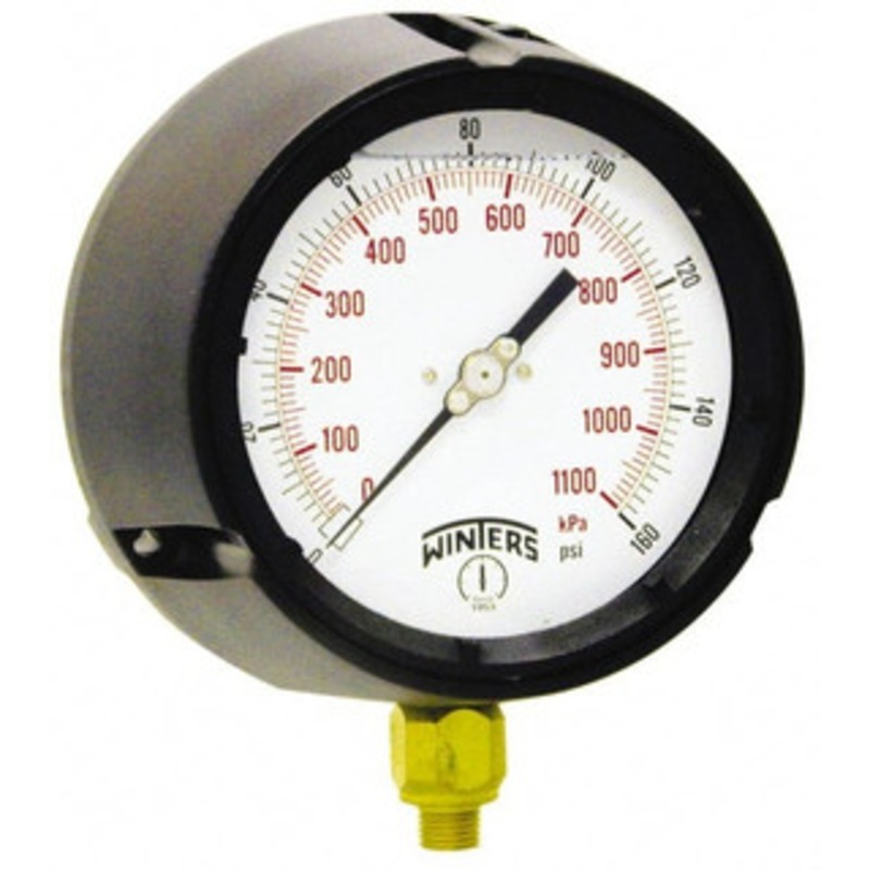Winters Instruments 4-1/2 Dial, 1/4 Thread, 30-0-160 Scale Range, Pressure Gauge Lower Connection Mount, Accurate to 0.5% of Scale PPC5124-45G – 89906515