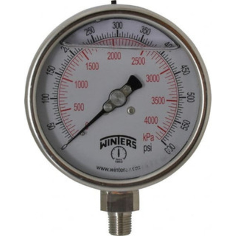 Winters Instruments 4 Dial, 1/4 Thread, 0-600 Scale Range, Pressure Gauge Lower Connection Mount, Accurate to 1% of Scale PSC273G – 55193296