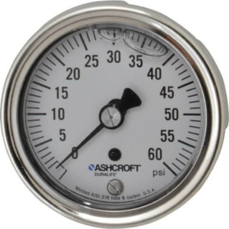 Ashcroft 2-1/2 Dial, 1/4 Thread, 0-60 Scale Range, Pressure Gauge Center Back Connection Mount, Accurate to 1% of Scale 94904 – 56480882