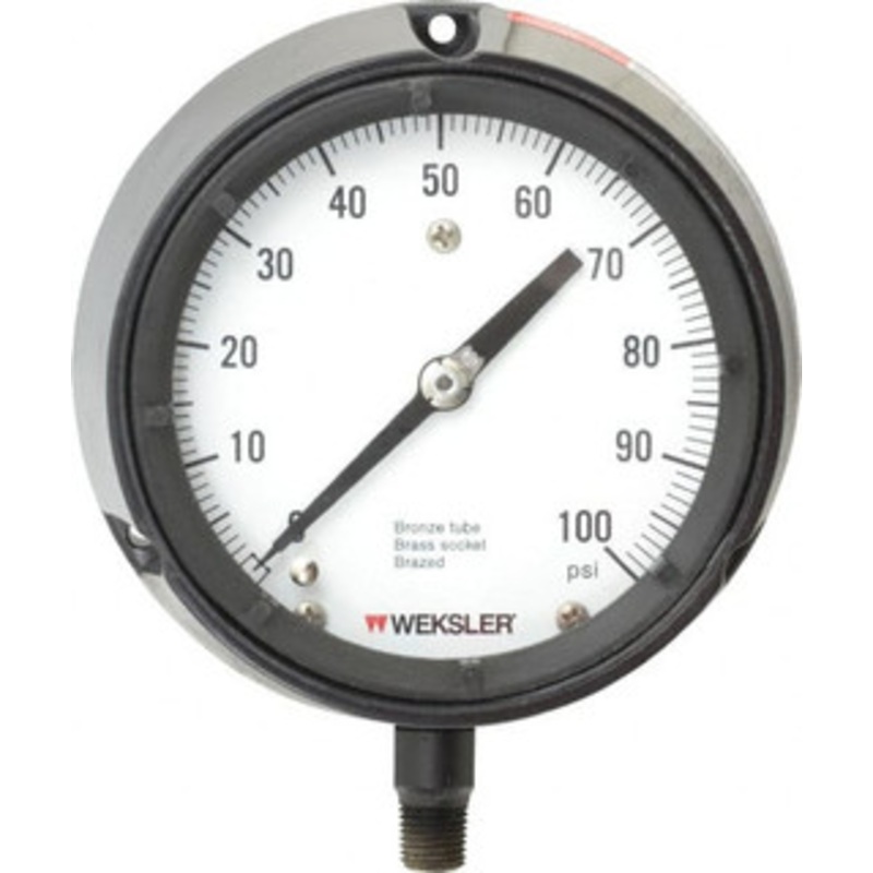 Made in USA 4-1/2 Dial, 1/4 Thread, 0-100 Scale Range, Pressure Gauge Lower Connection Mount, Accurate to 1% of Scale BA142PF4LW – 86494333