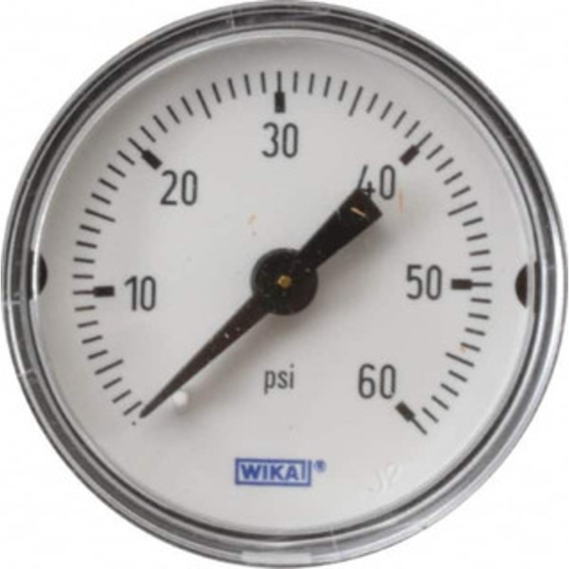 WIKA 1-1/2 Dial, 1/8 Thread, 0-60 Scale Range, Pressure Gauge Center Back Connection Mount, Accurate to 3-2-3% of Scale 9690225 – 93134690