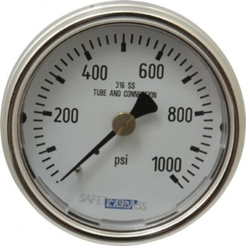 WIKA 2-1/2 Dial, 1/4 Thread, 0-1,000 Scale Range, Pressure Gauge Center Back Connection Mount, Accurate to 2-1-2% of Scale 9745238 – 63148712