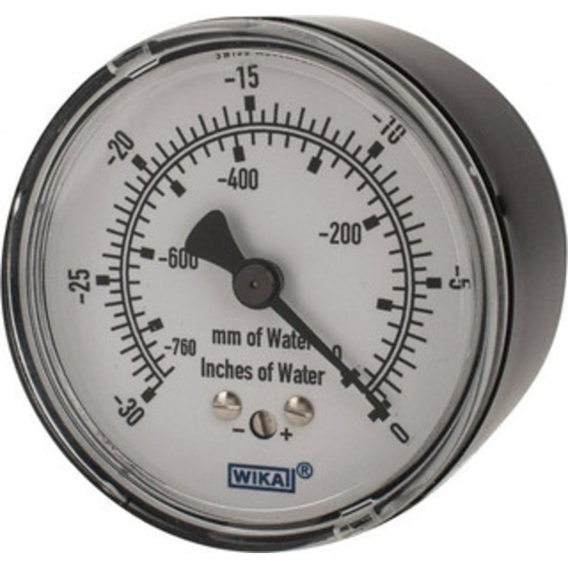 WIKA 2-1/2 Dial, 1/4 Thread, 0-30/0-760 Scale Range, Pressure Gauge Center Back Connection Mount, Accurate to 1.5% of Scale 9851852 – 56459308