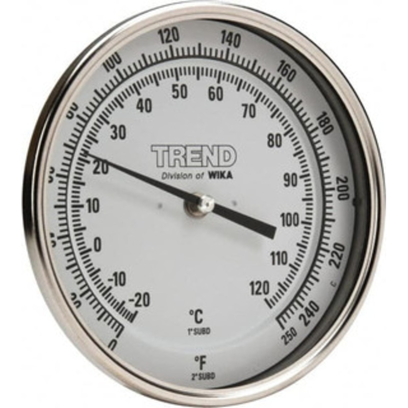 WIKA 2-1/2 Stem, 0 to 250 F Bi-Metal Thermometer Adjustable Angle Mount, 1% Accurate, Stainless Steel 52025A006G4 – 56437908