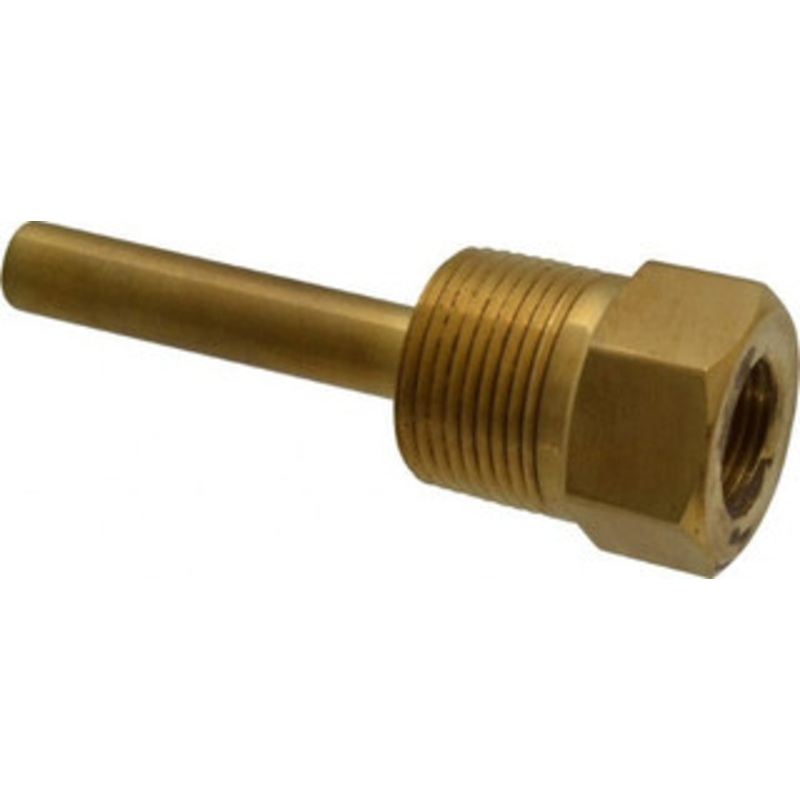 Alloy Engineering Company 4 Inch Overall Length, 1 Inch Thread, Brass Standard Thermowell 2-1/2 Inch Insertion Length 1-260S-U2.5 BRA – 56466600