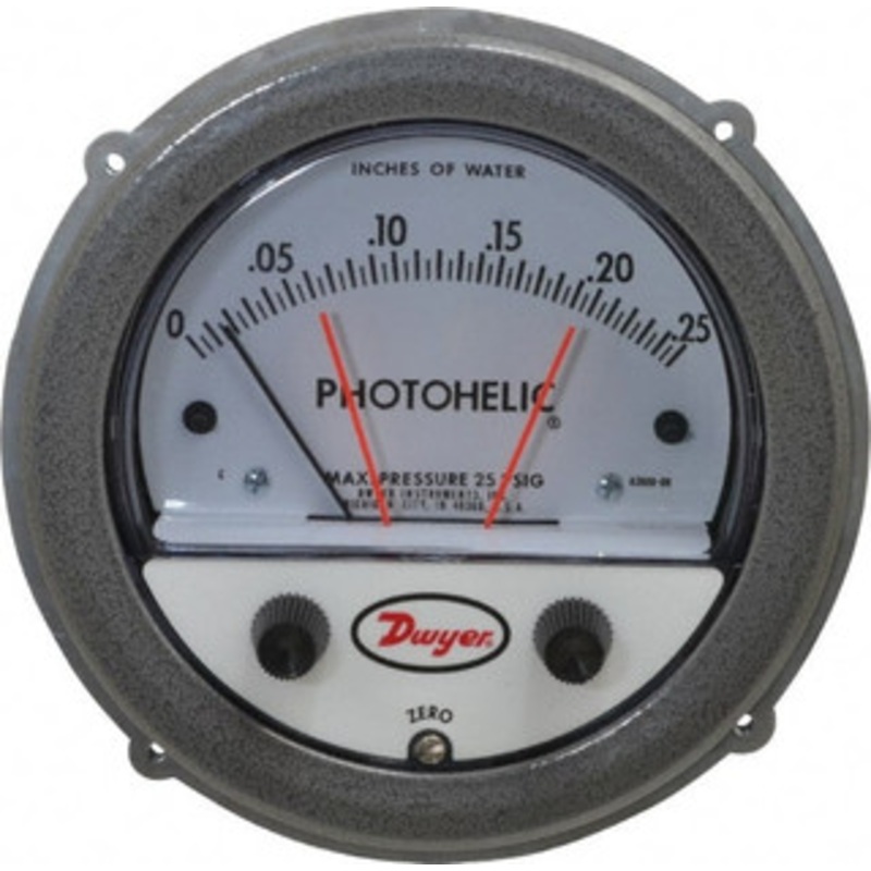Dwyer Instruments 25 Max psi, 4% Accuracy, NPT Thread Photohelic Pressure Switch 1/8 Inch Thread, 1/4 Inch Water Column, 120F Max A3000-00 – 00497487