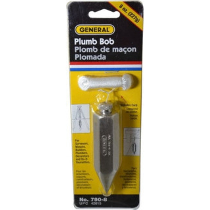 General 4 Inch Long, 7/8 Inch Diameter Steel Plumb Bob 8 Ounce 790-8 – 99209041