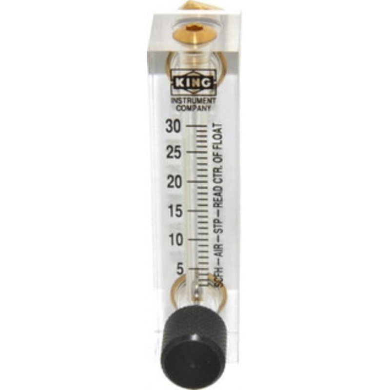 King Instrument 1/4 F Port Block Style, Panel Mount Flowmeter 125 Max psi, 30 SCFH, Acrylic 75301112C-09 – 86485786